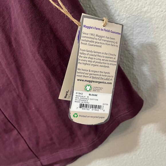 Maggie's Organics NWT Sleeveless Organic Cotton Blouse Purple Small - Picture 3 of 8